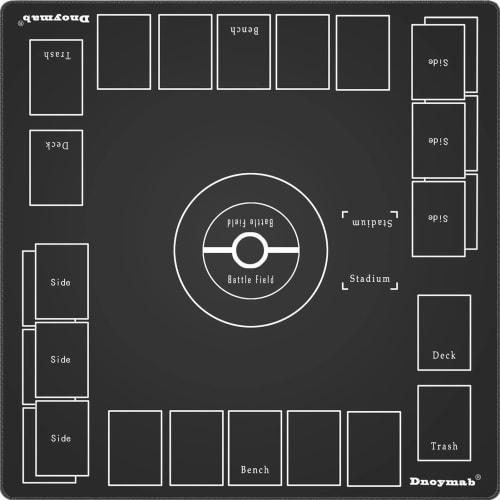 Dnoymab Full-Size Playmat for Card Games, 3mm Thick Rubber Playmat for 2 Players, Non-Slip, with Storage Bag, 60x60cm (3mm Black)