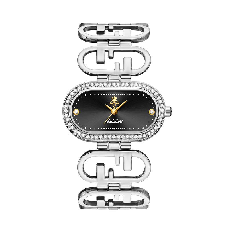 Yalalusi Женские Роскошные Золотые Овальные Бриллиантовые Водонепроницаемые Кварцевые Наручные Часы