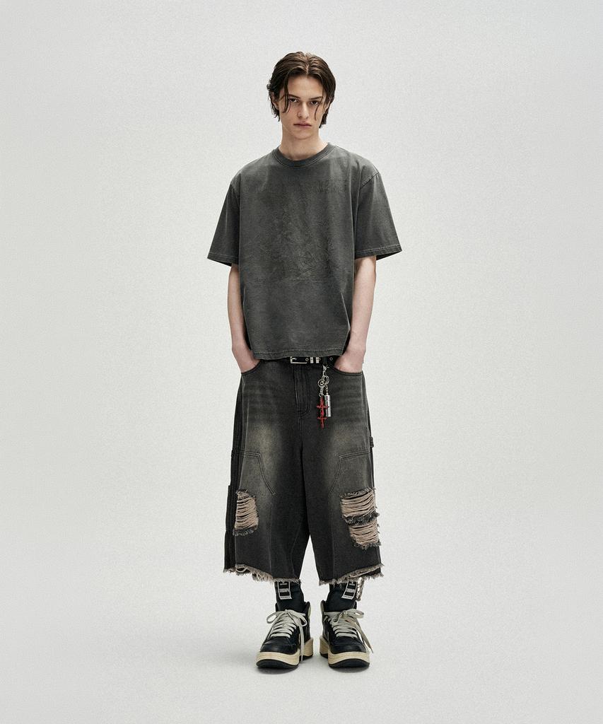 NOT4NERD Distressed Carpenter Bermuda Shorts - Black