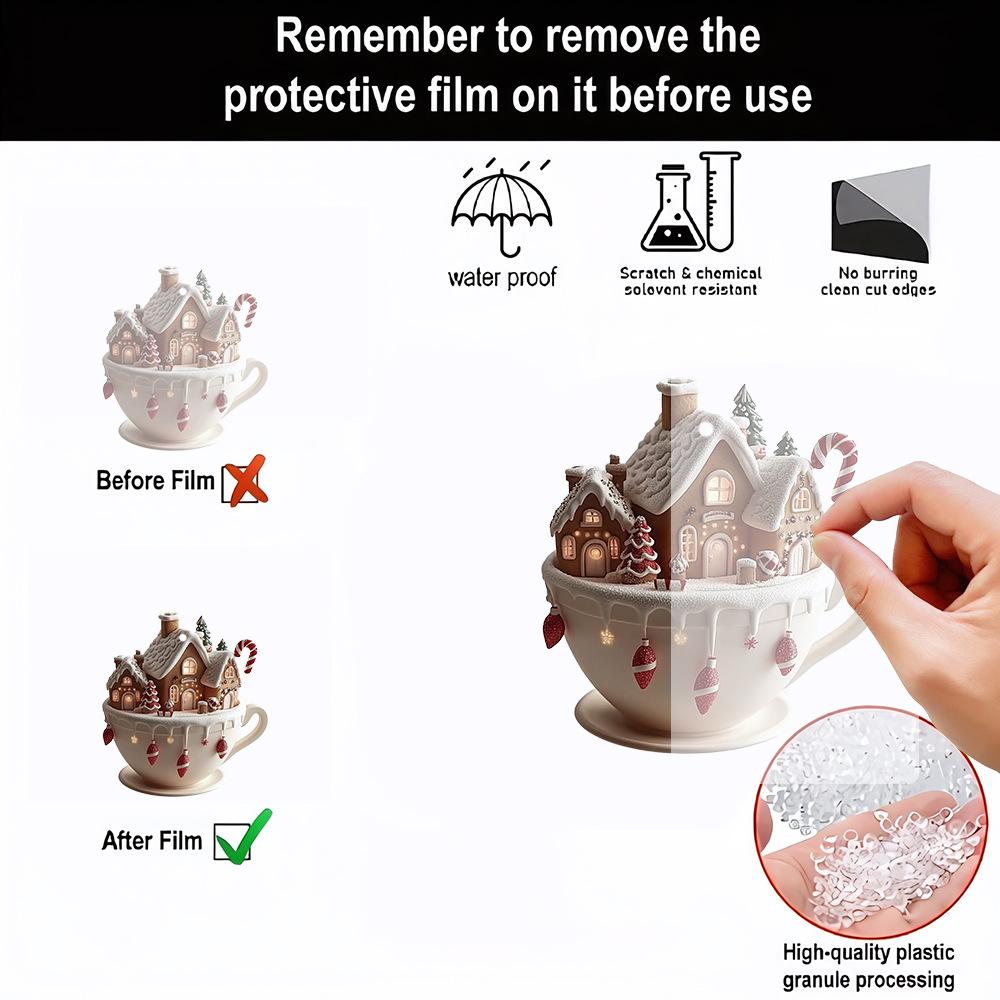 Christmas Snow House Car Pendant Coffee Cup Pendant Acrylic Pendant Car Interior Backpack Pendant