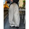 Japanese Style Relaxed And Elastic Waistband With Curved Waistband Casual Pants, Loose Silhouette Pants For Women