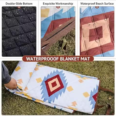 Modern Design Outdoor Picnic Mat Waterproof Picnic Blanket Portable Foldable Beach Mat for Outdoor Activities Camping Blanket