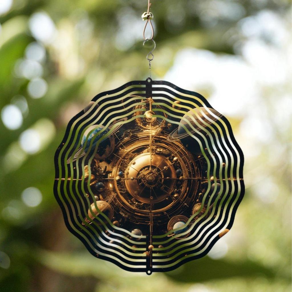Nebula Motion Wind Spinner - 2D Rotating Space-Themed Metal Wind Chime (No Battery Needed)