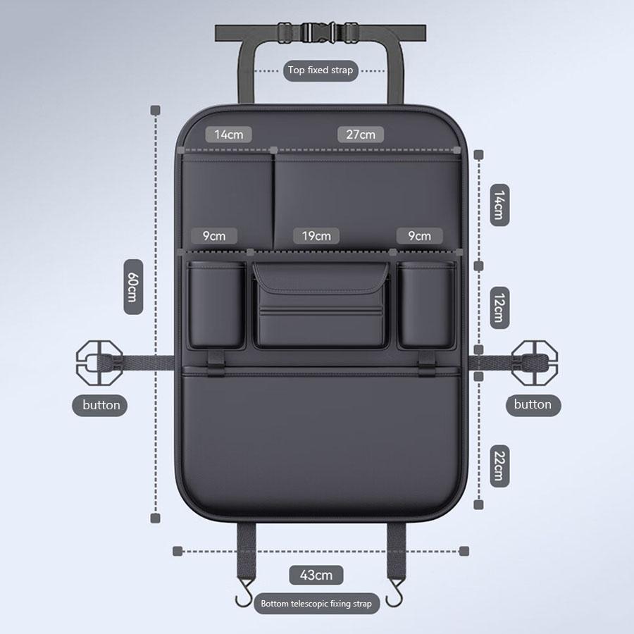 

PU Car Backseat Organizer Storage Bag Multi-function Large Capacity Seat Back Storage Organizer Hanging Bag Protector Pad чёрный