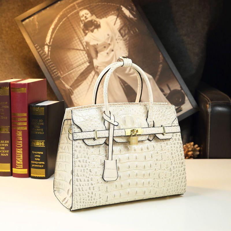 Dámská velkokapacitní taška Business Lock platinová taška vzor krokodýl kůže dámská taška kabelka do ruky na jedno rameno