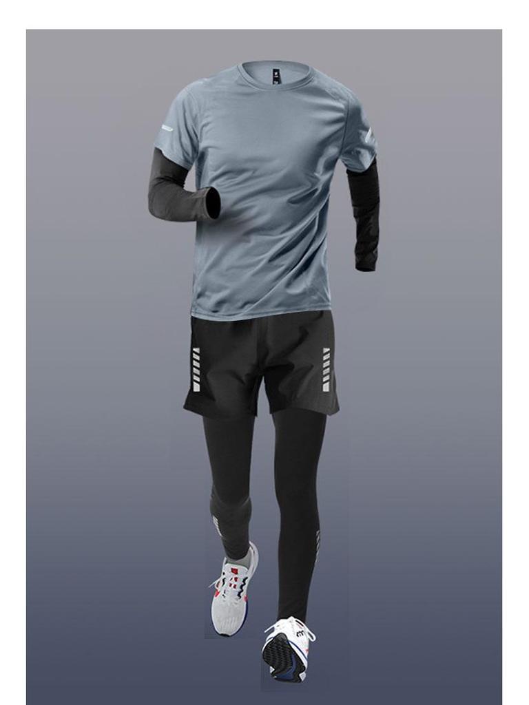 Men's Quick-Dry Summer Fitness Set: Ice Silk Short Sleeve & Tight Running Shorts