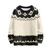 Maglione da donna casual elegante a maniche lunghe con scollo a V e stampa geometrica