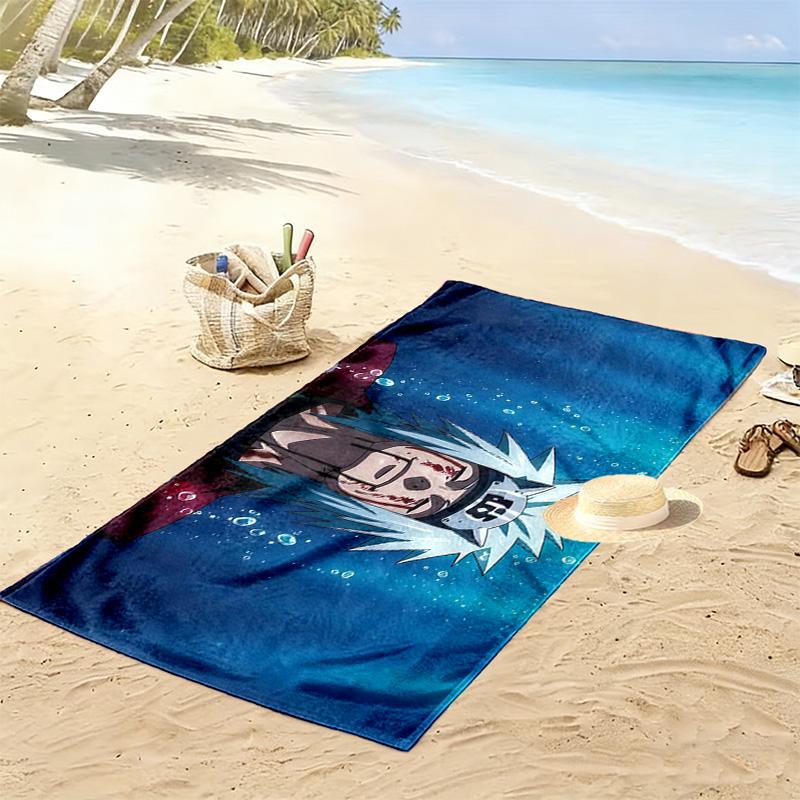 Jiraiya Dark Style Print Beach Towel, Large Soft Quick Dry Towel for Beach Camping Swimming
