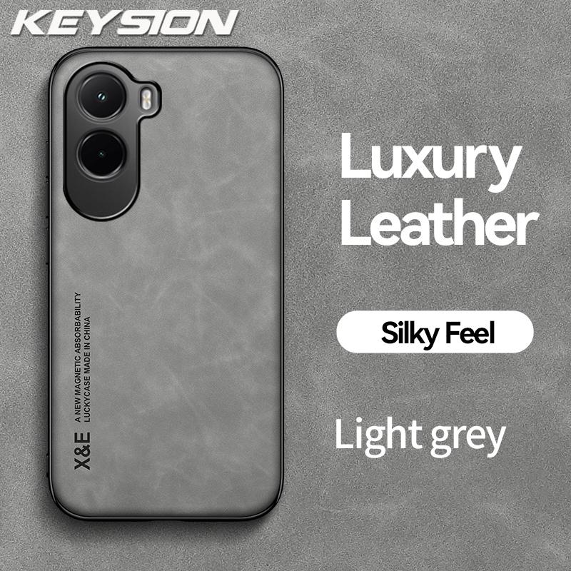 

KEYSION Роскошный Ретро Чехол из ПУ кожи для Xiaomi POCO M7 Мягкий Силикон+ПК Ударопрочная Задняя Крышка Телефона для Xiaomi POCO M7 4G for POCO M7 светло-серый