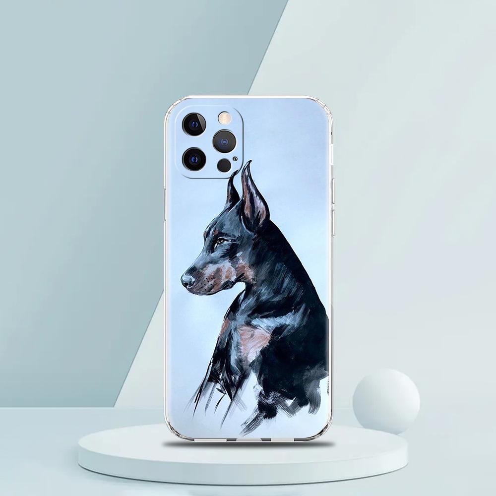 Doberman Dog Case for iPhone 16 15 14 13 12 Pro Max Cover Transparent Soft for iPhone 11 Pro Max 7 8 Plus XS XR Shell Capas Bags