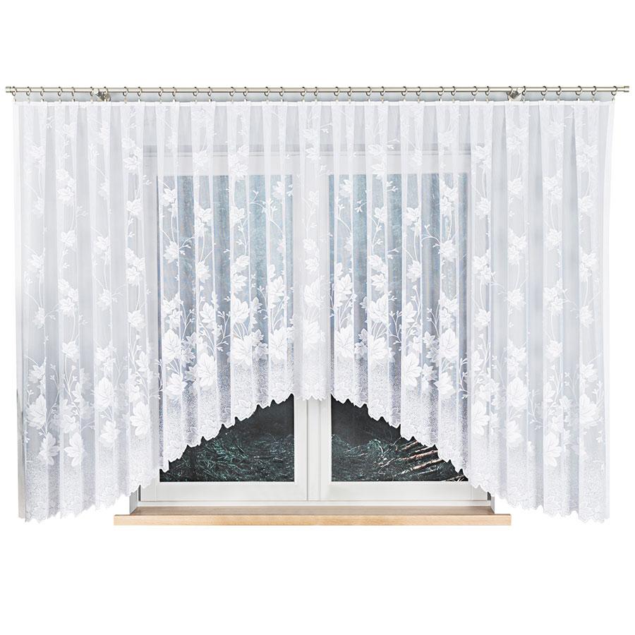 Bożena - Ready-made Jacquard Curtain with Bottom Trim - 500X160 - White