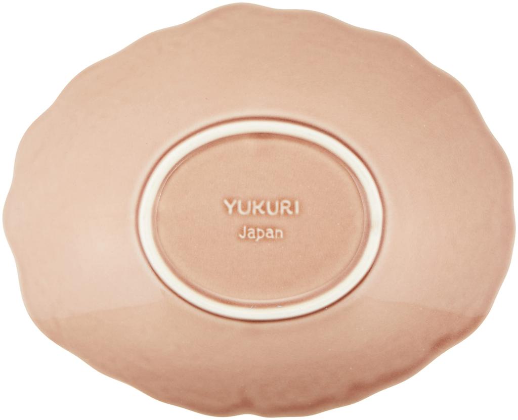 Ceramic Ai Mino Ware YUKURI Rulief Oval Bowl, Microwave and Dishwasher Safe, Made in Japan, Rose, 8375, 22.5 x 18.6 x 4.8cm