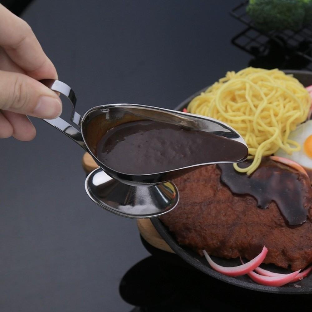 Handle Gravy Boat Server Silver Sauce Boat Durable Sauce Serving Dish  Salad Dressing