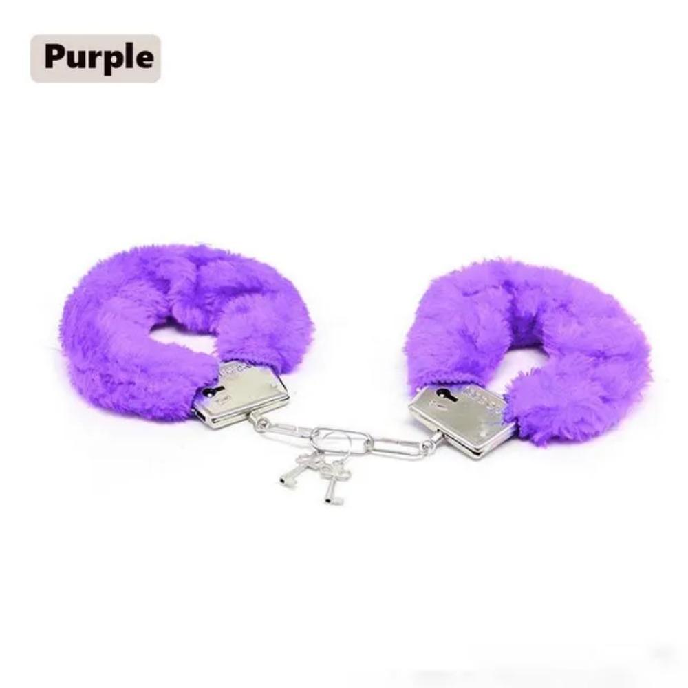 1 Set Adult Product Solid Color Plush Handcuffs Couple Game Fun Toy Handcuffs Accessories