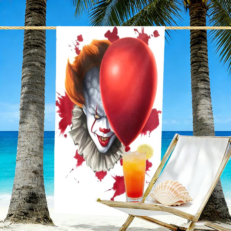 Pennywise Print Beach Towel Design, Soft, Lightweight. for Home Bathroom, Spa, Pool, Yoga, Surfing, Camping, Gift for Family, Friend