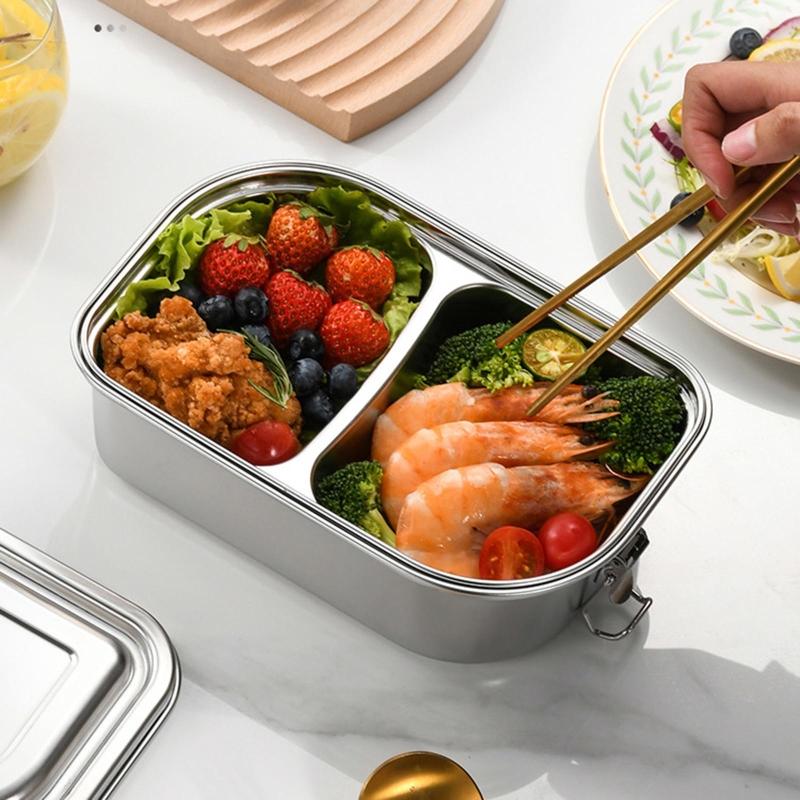 Metal Steel Lunch Box Leak Proof Bentos Box Metal Food Storage Container with Lid Lunch Container Dishwasher Safe
