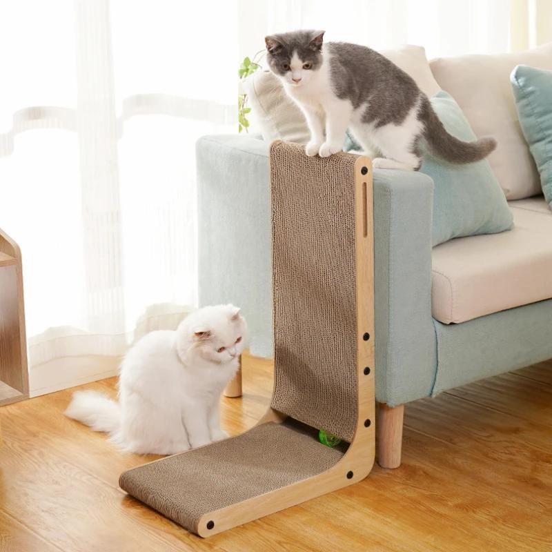 1 Stück L-förmiges Katzenkratzbrett, Katzenspielzeug, verschleiß- und kratzfest, Schutzhülle für Katzenmöbel