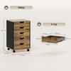 Mobile Office Pedestal, 5 Drawers, Wood, 40 x 40 x 67 cm, Brown