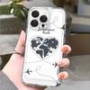 Heart Shaped World Map with Planes Lucency Phone Case for IPhone 14 15 16 13 12 11 17 Pro Max 12 13 Mini Soft Cover