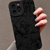 Matte Black Line Flower Sketch Protective Case for Apple 11/15 Pro Max/13