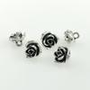 Vintage Silver Rose Shirt & Sweater Buttons with High-Foot Design - Decorative Cufflinks & Collar Buttons.