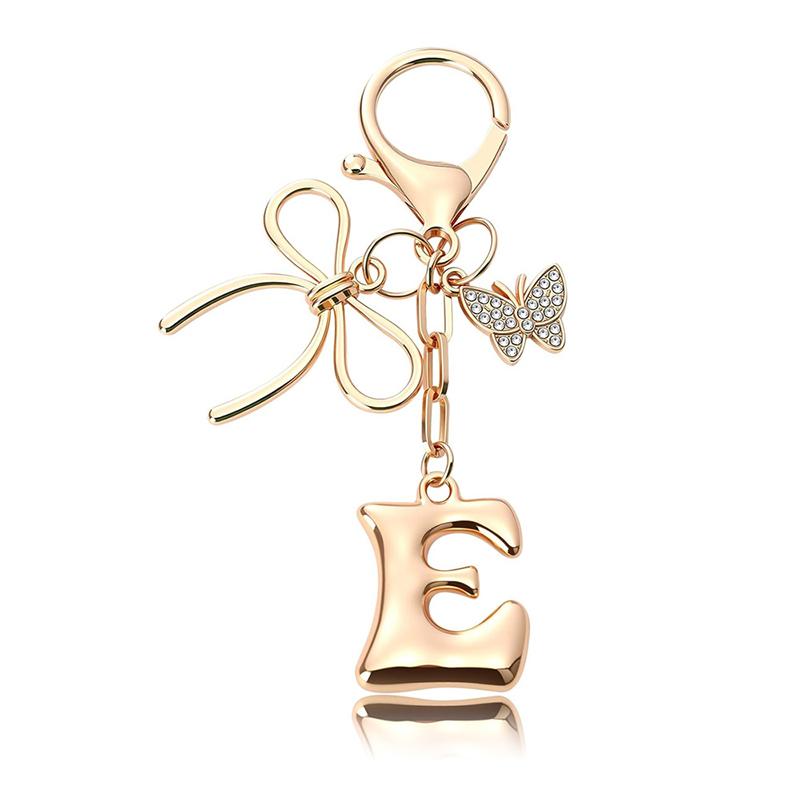 Chaveiro Fashion Borboleta Letra A-Z Feminino Menina Brilhante Fofo Mochila Chave de Carro Acessórios Cordão Pingente de Metal com Letra Presente