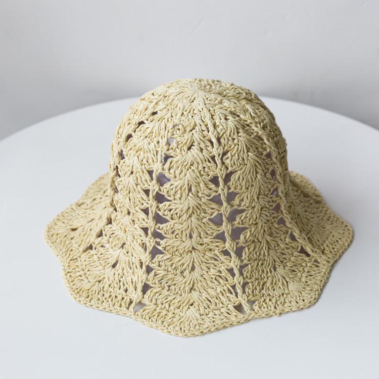 Women's Hollow Hat 2025 New Folding Woven Straw Hat Beach Hat Women's Sunscreen Small Fresh Sun Hat