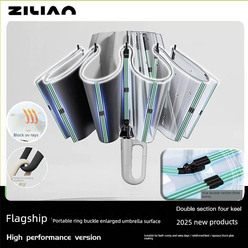 Large Automatic Umbrella for Women, Dual-Purpose for Sun and Rain, with Hook, Foldable, Wind-Resistant, Sunshade for Men, Uv Protection