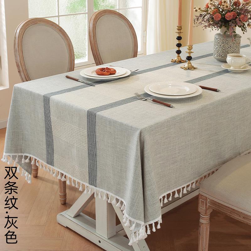 Simple Grid Striped Tablecloth Coffee Table Cloth Household Cotton And Linen Fabric Symmetrical Tablecloth Table Cloth Modern And Simple