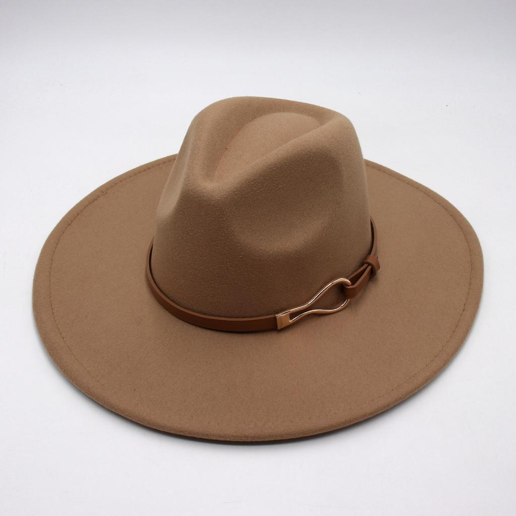 .Cm top hat foreign style jazz hat retro felt hat temperament British style belt buckle woolen hat