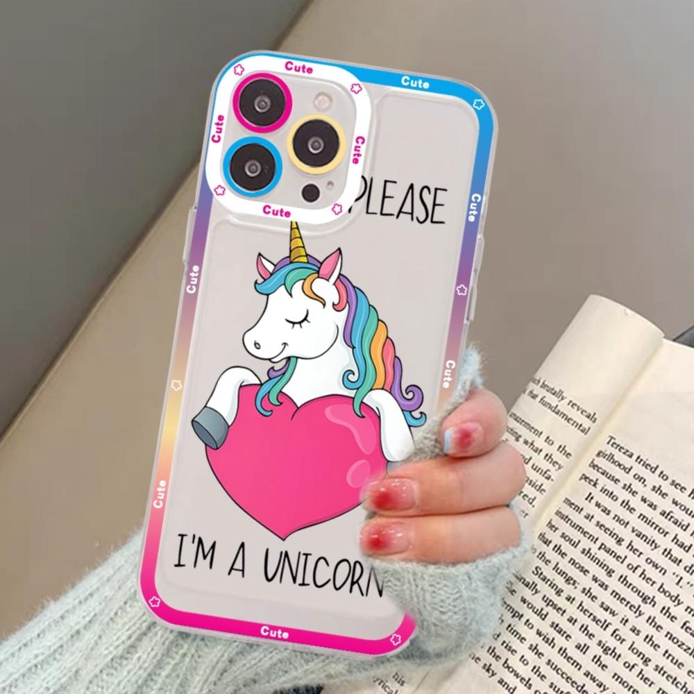 Cartoon unicorn Phone Case For iPhone 15 13 14 Pro Max XS XR 12 11 Pro 13 Mini Soft Clear Back Cover
