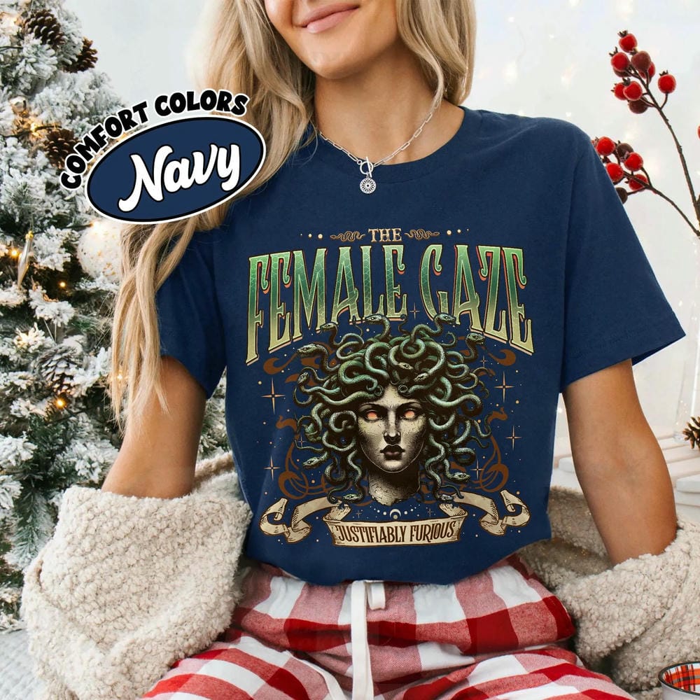 Women The FeUnisex Gaze Comfort Shirt AntiPatriarchy Medusa Unisex Top Vintage Dark Academia Bookish Literary Shirt Streetwear S