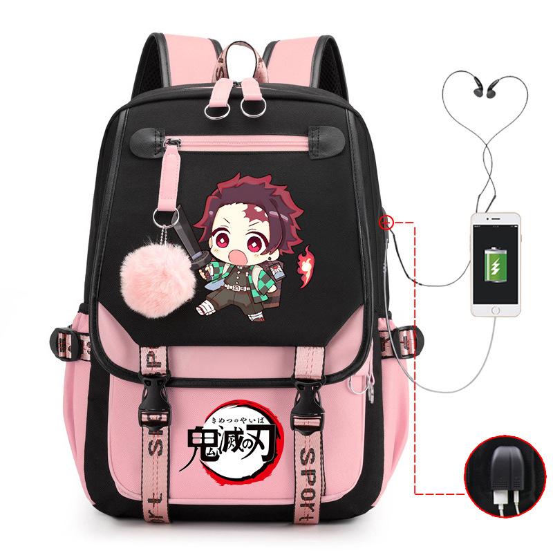 Ghost Annihilation Blade Grade 3-6 Junior High School Student High School Student School Bag Strap USB Multifunctional Backpack