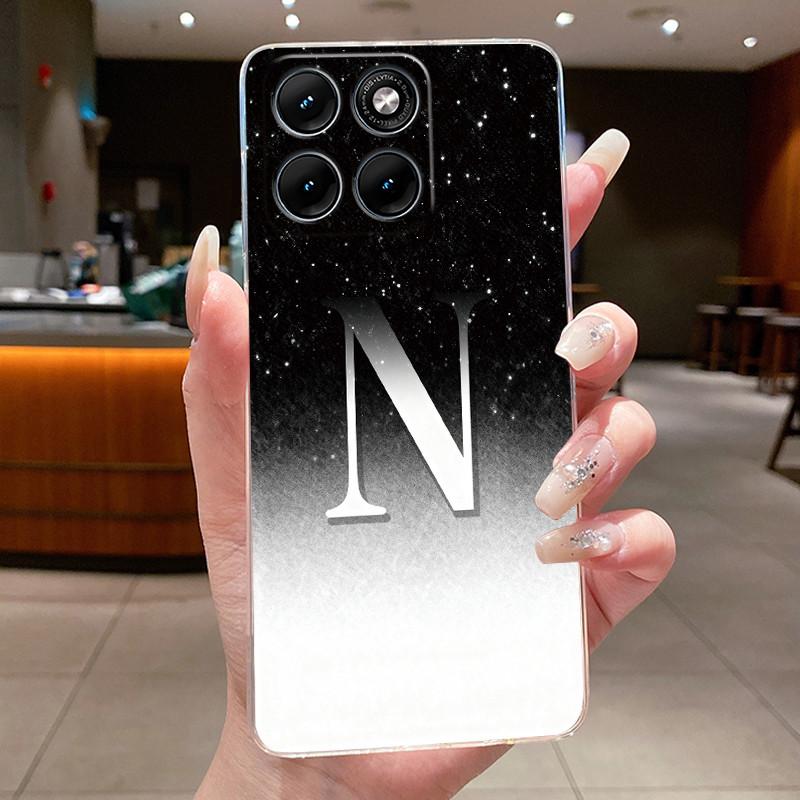 Anti-scratch Phone Case For Motorola Edge 70 Fusion Jelly Clear TPU Soft Casing Fashionable Lucky Letter Flower Couple Shell