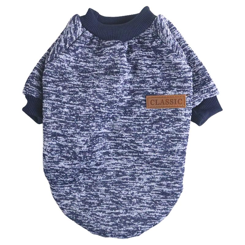 

Одяг для котів для середніх малих собак цуценят м який светр осінь зима теплий одяг пальто для домашніх тварин світшот XS-2XL L(3.5-4.5 kg) темно-синього кольору