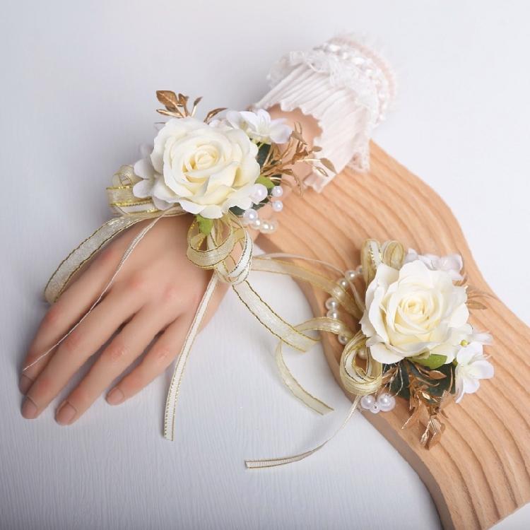 Premium Artificial Flower Wedding Corsage Pair For Bride Grooms Bridesmaids Matching Accessories Western Ceremony