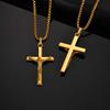 Stainless Steel Jesus Cross Pendant Necklace Fashion Gold Silver Color Christian Necklace Religion Prayer Faith Jewelry for Men
