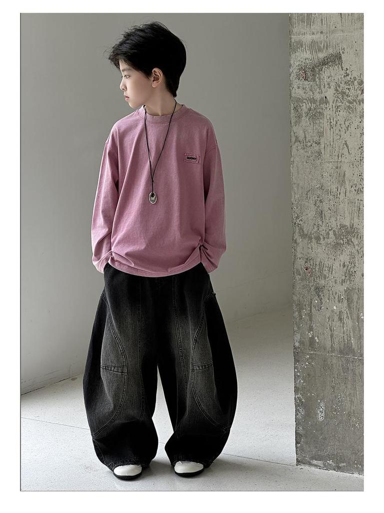 Children's Autumn 2025 Korean-Style Long-Sleeve Letter Pullover for Boys & Girls