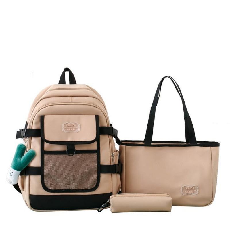 Schoolbag Korean version ins solid color large capacity fashion lightweight simple casual versatile junior high school high school student backpack