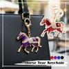 2026 Stylish Rhinestone Horse Shaped Keychain Vintage Traditional  Animal Badge Handbag Pendant,New Year Souvenir Gift