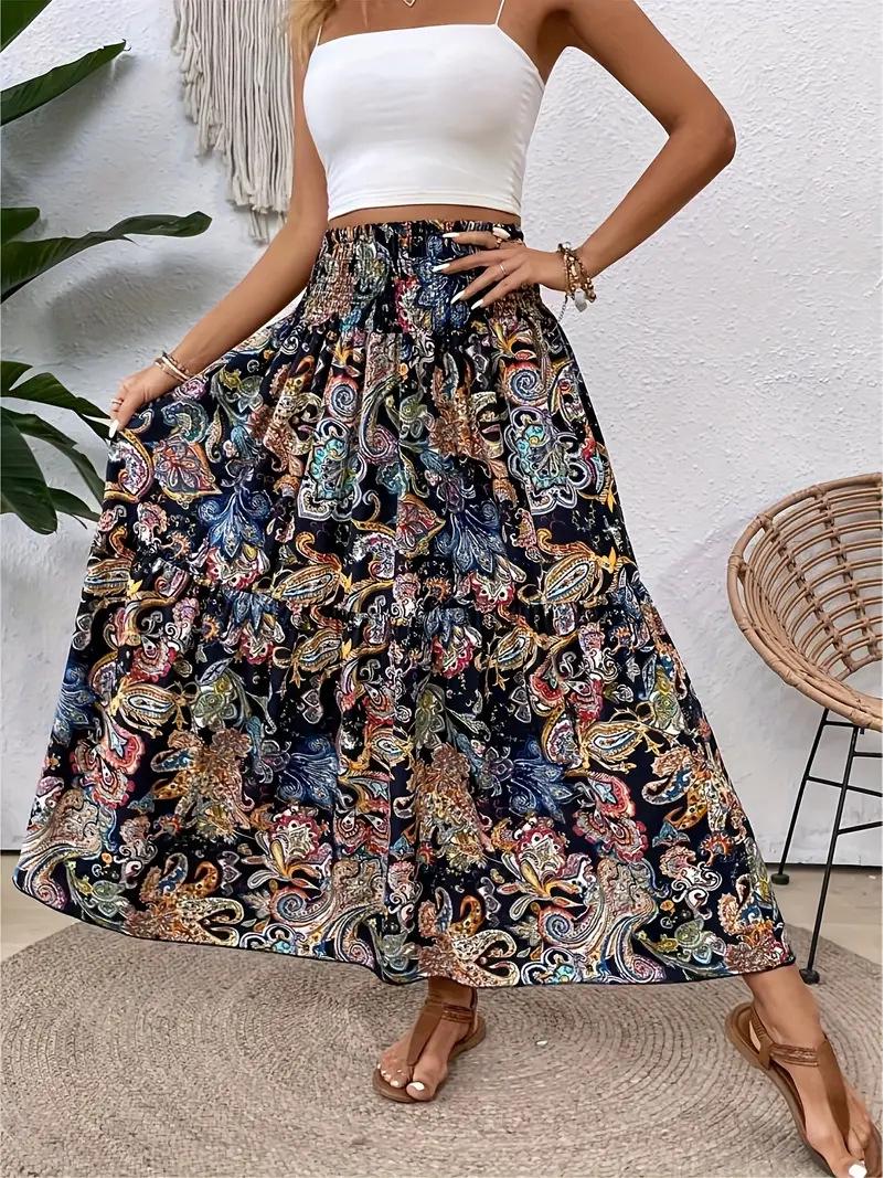 

Женская повседневная миди-юбка на весну/лето 2025 года - Удобная с пляжным принтом XL