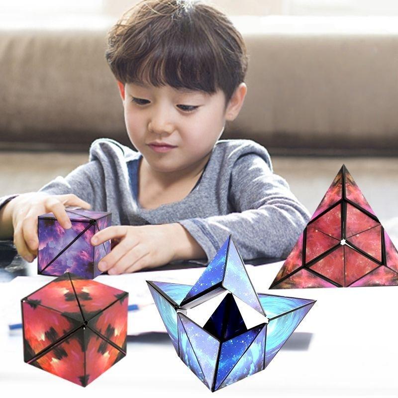 1ks Magnetické měnitelné kostky Magnetické kostky Magnet Fidget Antistres Flip Kubické puzzle Hračky Kouzelná nekonečná kosmická kostka