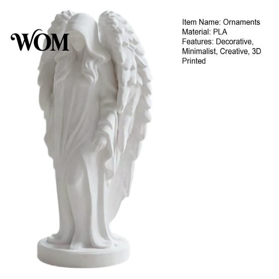 Peaceful Home Accents 3D Printed Hooded Angel Figurine, Elegant White Winged Statue, Artistic Decor European Style Minimalist Desktop Sculpture