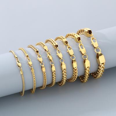 Bracciale a catena anteriore e posteriore in acciaio inossidabile premium, semplice catena chiglia placcata sottovuoto, gioiello da uomo con fibbia giapponese