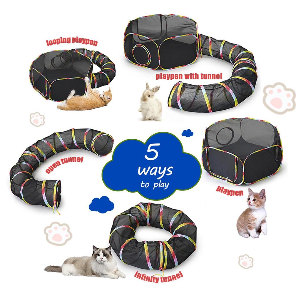 Cat Enclosure Portable Tents and Round Tunnel Playpen Pet Supplies Tunnels Playground Indoor Cats Rabbit Guinea Pig Accessories