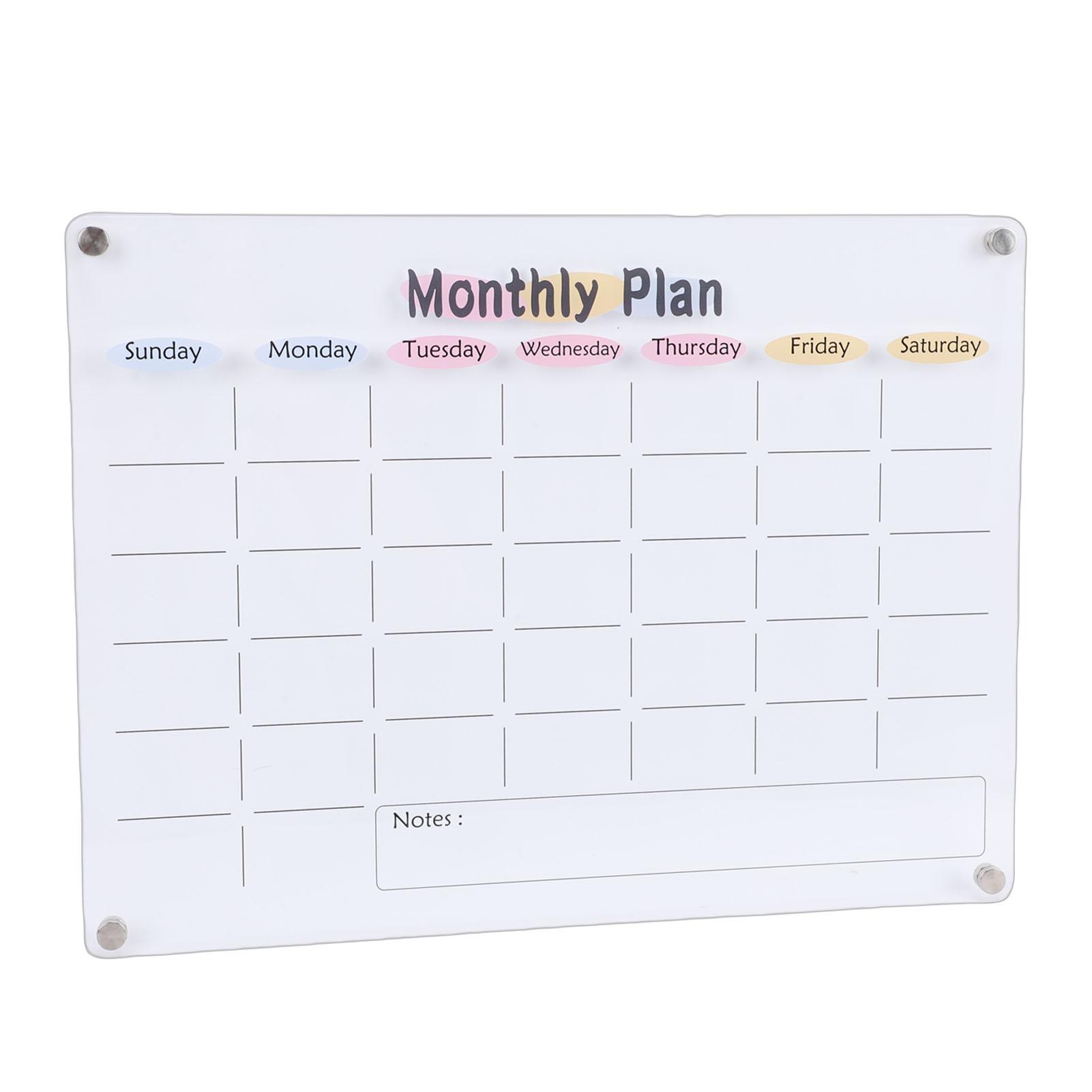 

Clear Acrylic Planning Board with Magnet Fridge Dry Erase Whiteboard for Weekly Monthly Scheduling Home Classroom