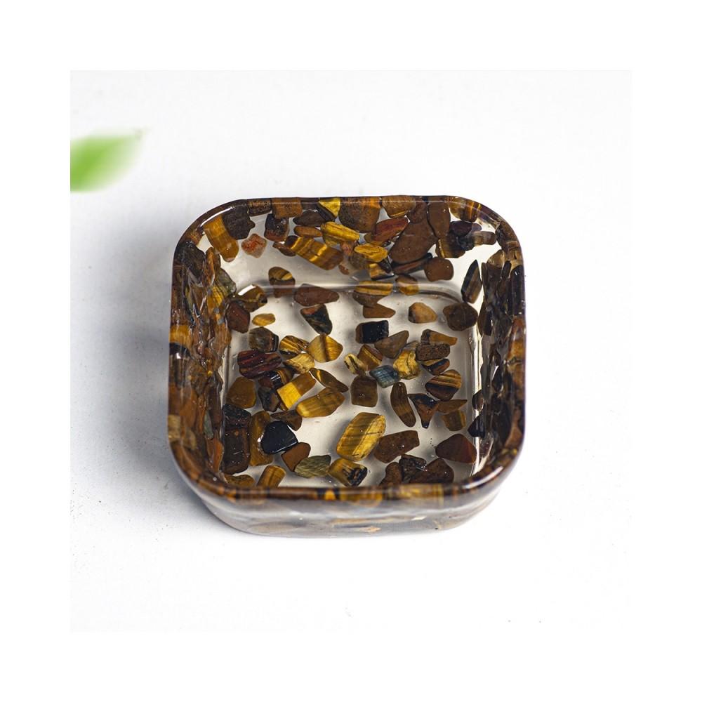 Resin Geometric Dismagnetization Bowl With Natural Crystal Fill For Modern Living Room Decor