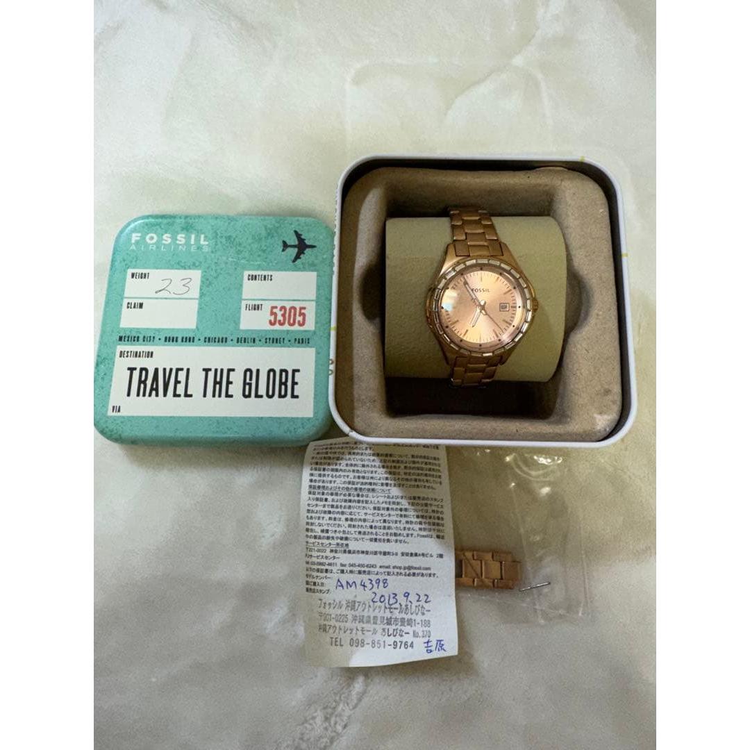 Used FOSSIL watch AM4398 rose gold color