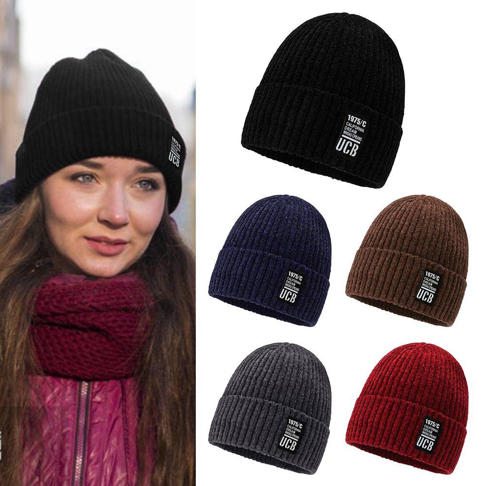 Women Man Ski Autumn Winter Cuff Beanies Knitted Hats Hip Hop Hat Skullcaps Thicken Winter Beanies