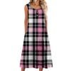 Damenmode lässiges ärmelloses Knopfdress mit Karomuster und Tasche